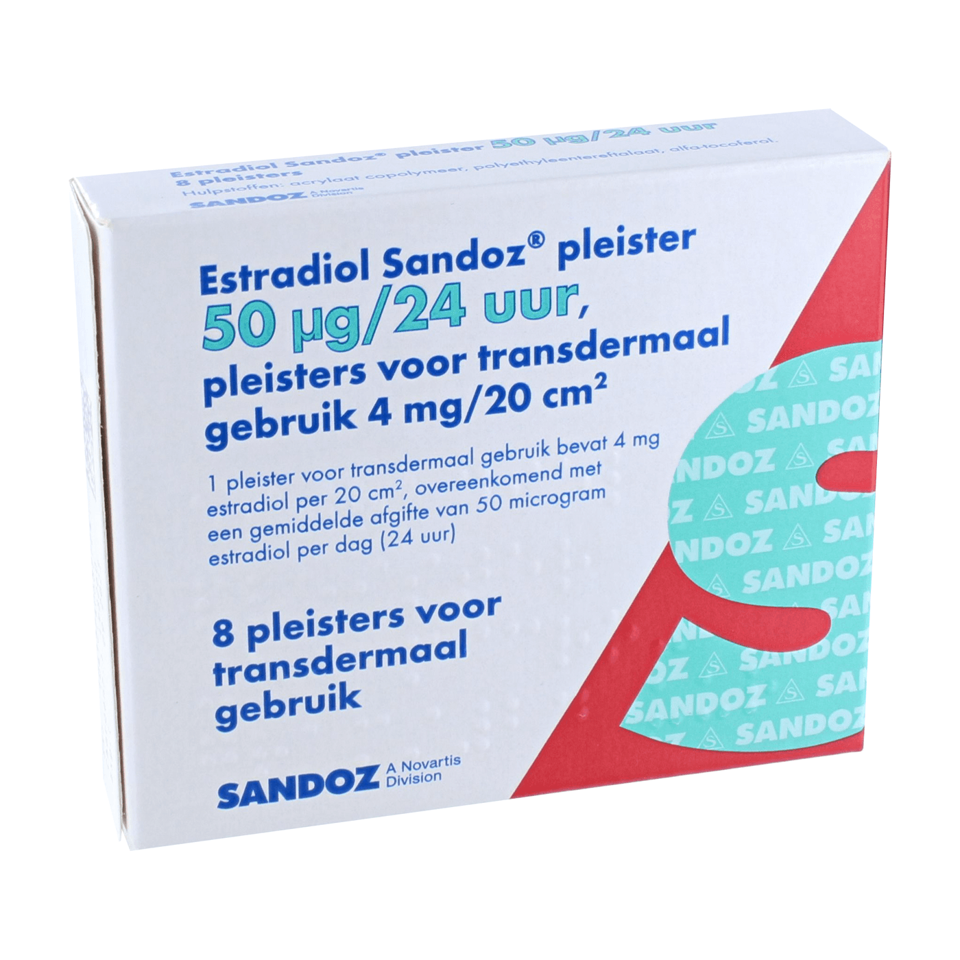 Estradiol Sandoz 50mcg/24uur pleisters 8st