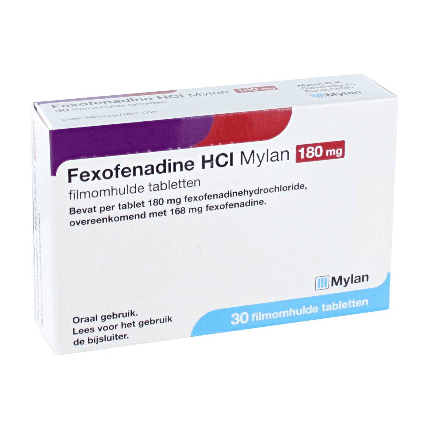 Fexofenadine Hcl Mylan Tablet Omhuld 180mg 30 st