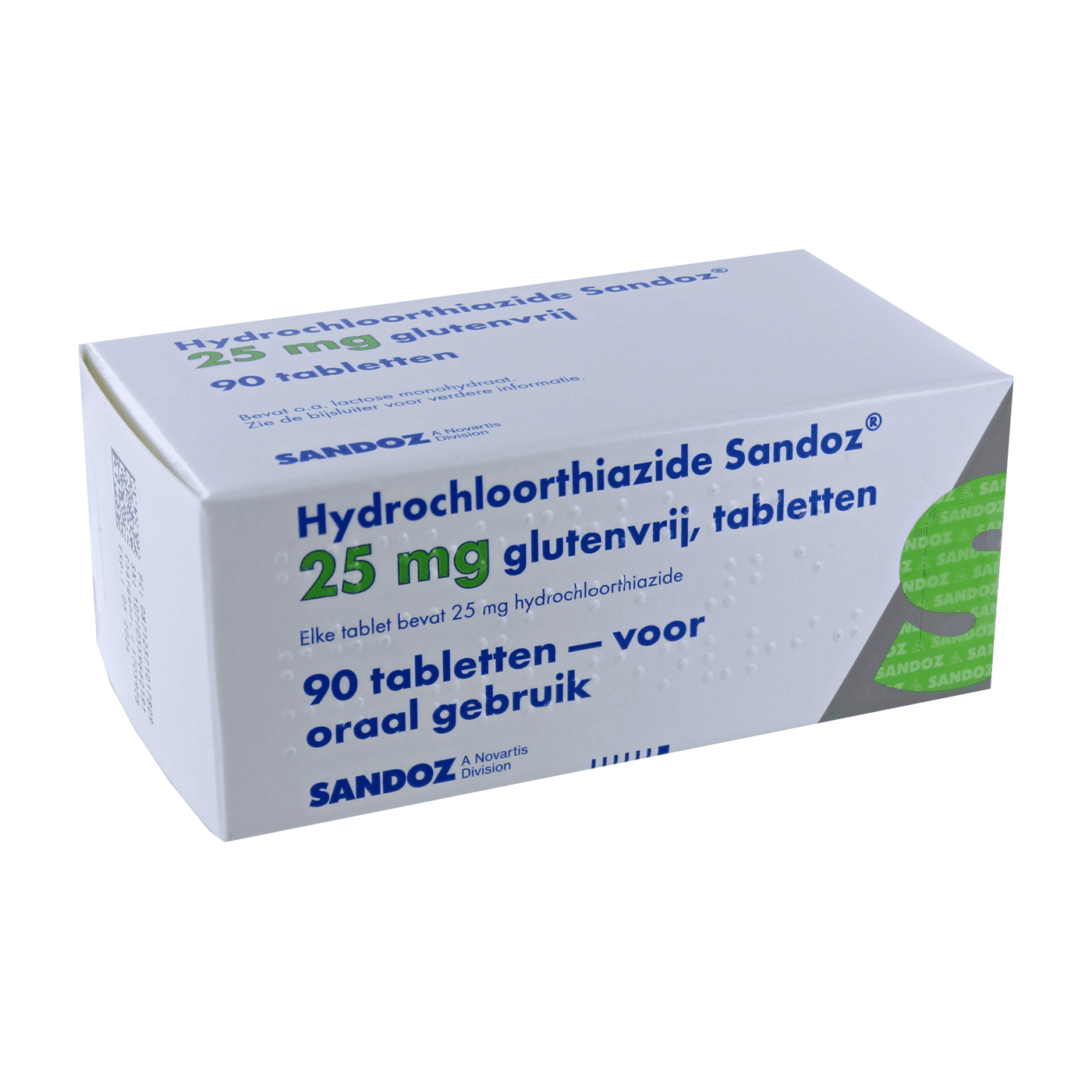 Hydrochloorthiazide Sandoz glutenvrij Tablet 25mg 90 st