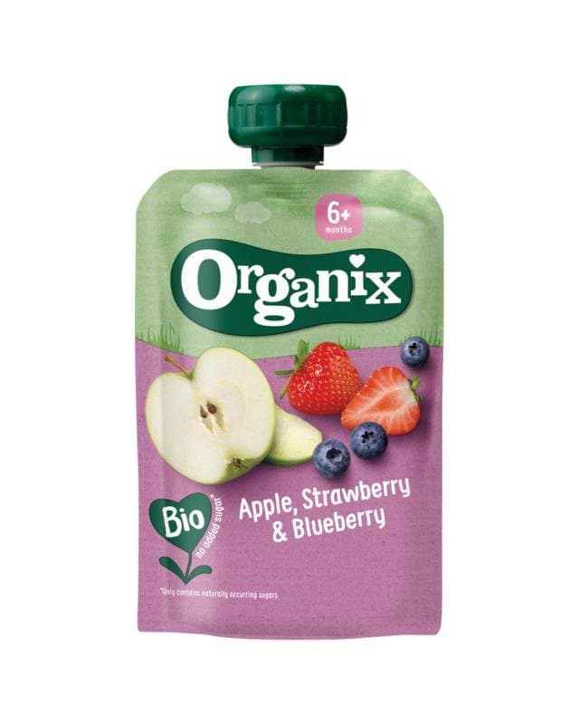 Organix Knijpfruit appel, aardbei en bosbessen 6+M bio 100g