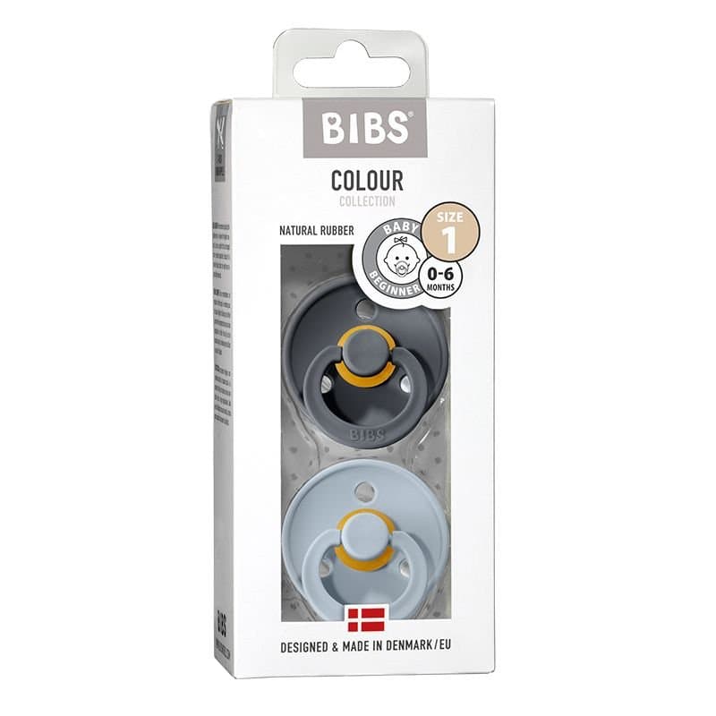 Bibs Fopspeen maat 1 - iron/baby blue 2pack 2st