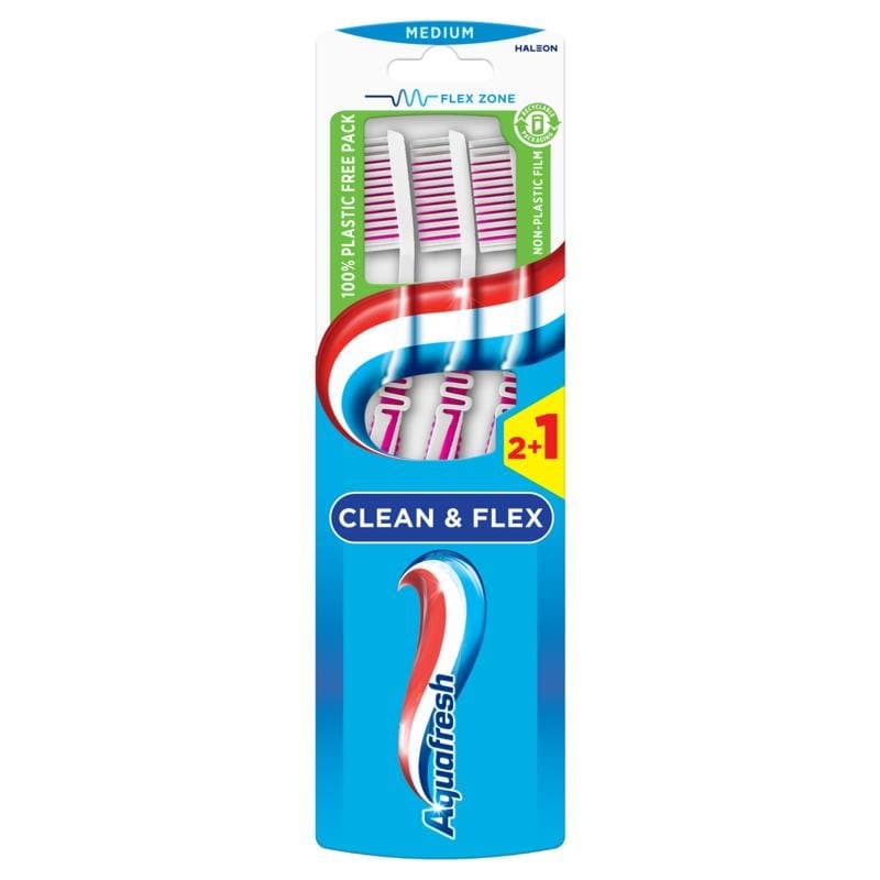 Aquafresh Tandenborstel clean & flex medium 3st