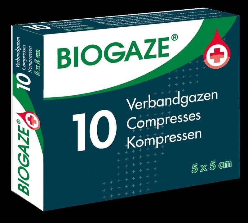 Biogaze Verbandgazen/Kompressen 5 x 5cm 10st