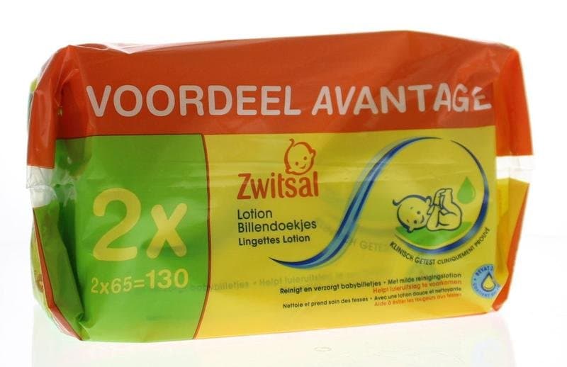 Zwitsal Billendoekjes met lotion 65 stuks 2x65st