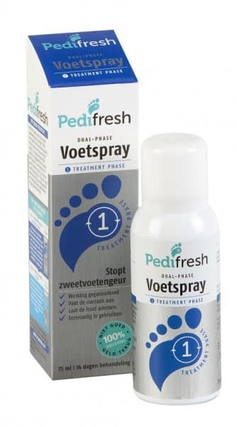 Pedifresh Fase 1 tegen acute zweetvoeten spray 75ml