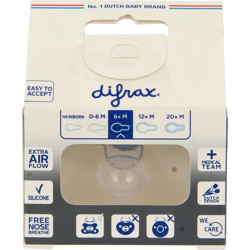 Difrax Fopspeen natural 6+ maanden sky 1st