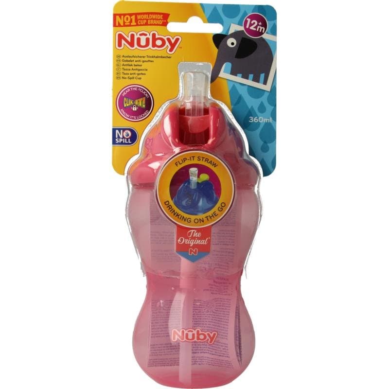 Nuby Flip it 360ml 12+ maanden roze 1st