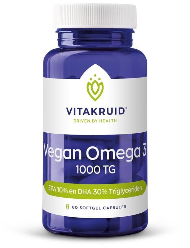 Vitakruid Vegan omega 3 1000 triglyceriden 300 DHA 100 EPA 60sft