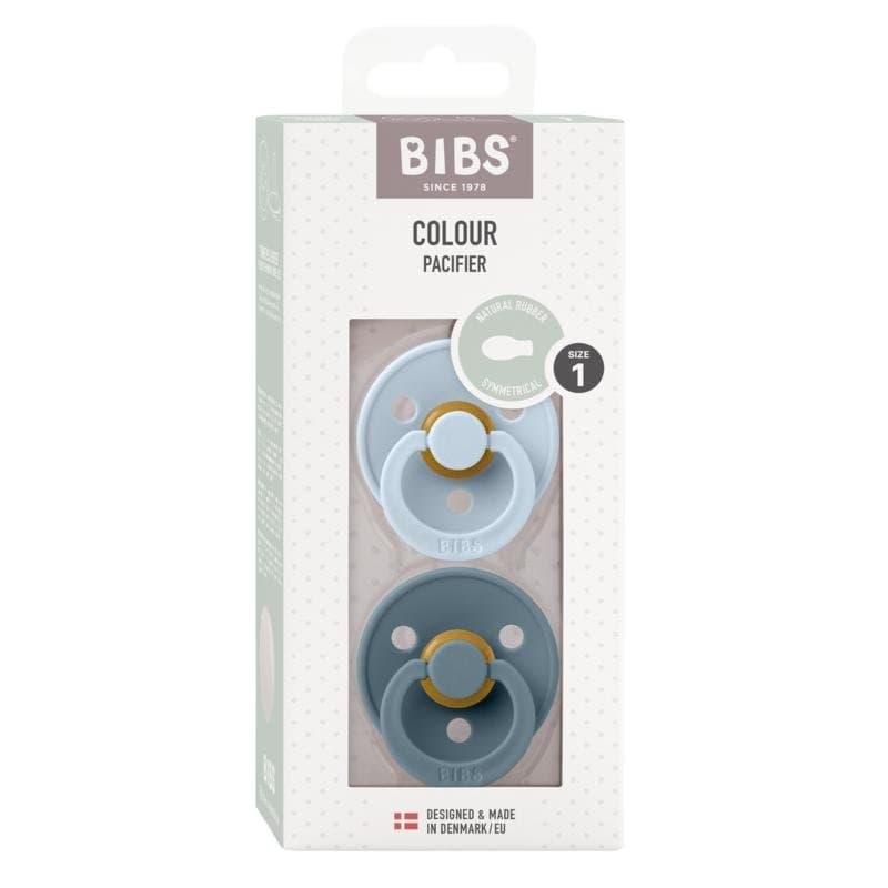 Bibs Fopspeen symmetrisch maat 1 baby blue/petrol 2st