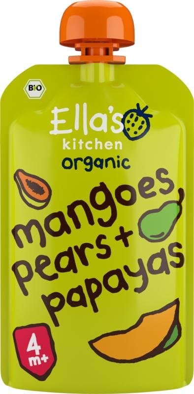 Ella's Kitchen Mangoes pears & papayas knijpzakje 4+ maanden bio 120g